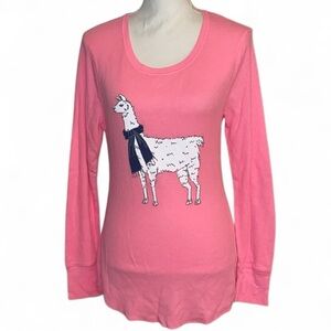 OLD NAVY Llama Thermal Knit Top in Bright Pink & Llama Screen Print Size Large